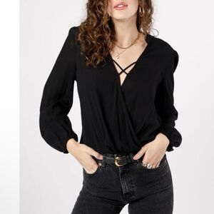 Band of the free HALLIE BLACK CROSSOVER LONG SLEEVE TOP